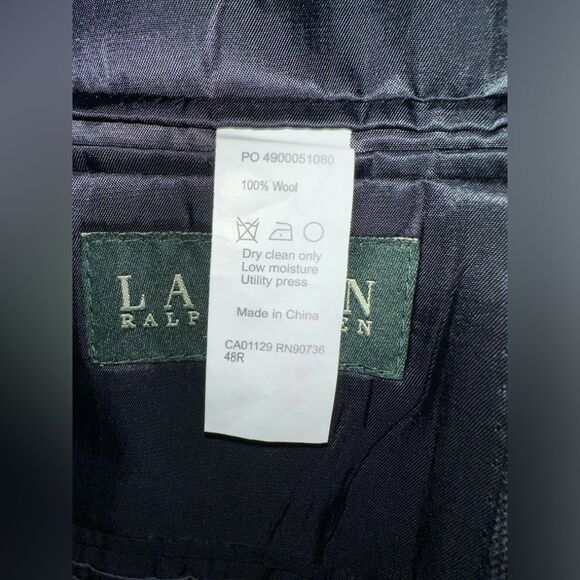 Lauren Ralph Lauren Lord & Taylor 100% Wool‎ Blue Plaid Blazer Size 48R **FLAW** - Picture 8 of 10